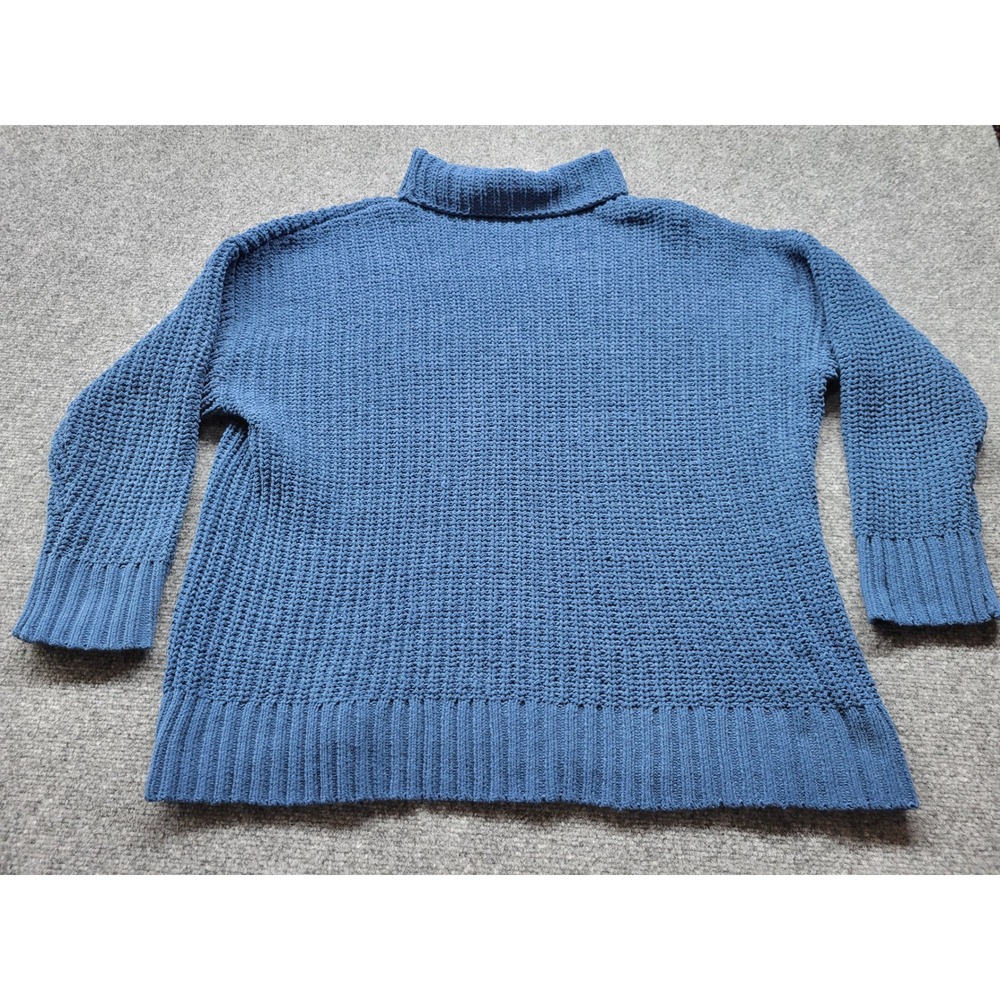 Aerie Blue Chenille Turtleneck Sweater Oversized Chunky Knit Small GCM91WMV